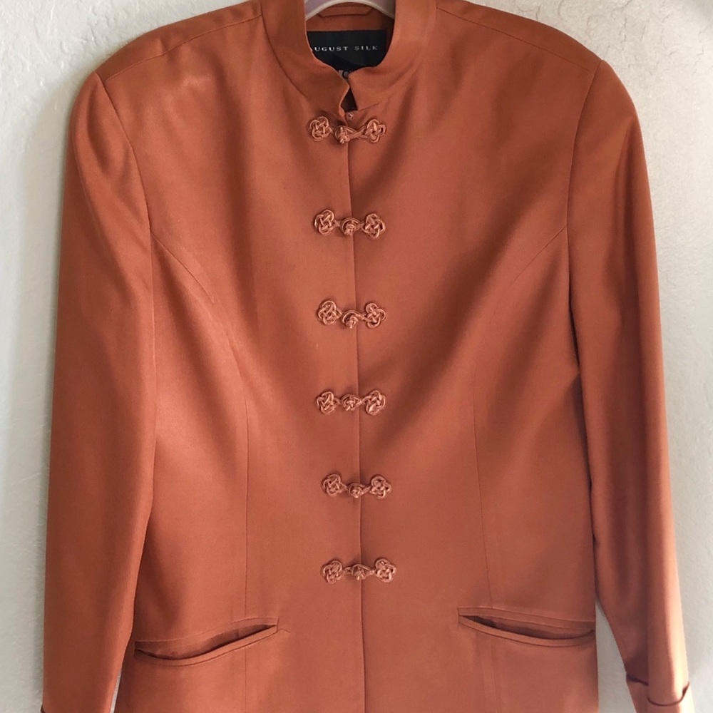 Ladies August Silk Blazer Size 8/38- saddle brown